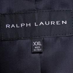 Pre Owned Ralph Lauren Black Leather Button Front Blazer XXL