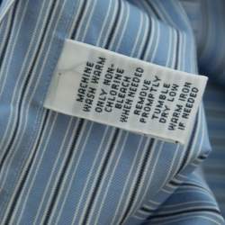 Pre Owned Ralph Lauren Blue Striped Cotton Custom Fit Button Down Shirt L