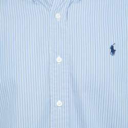 Pre Owned Ralph Lauren Blue Striped Cotton Custom Fit Button Down Shirt L
