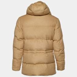 Pre Owned Ralph Lauren Camel Beige Wool Hooded Down Jacket XS