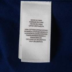 Pre Owned Ralph Lauren Blue Cotton Pique Long-Sleeve Polo T-Shirt M