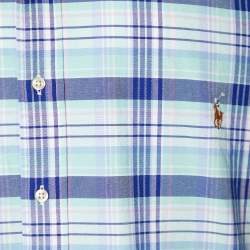 Pre Owned Ralph Lauren Blue Checkered Cotton Button Front Shirt 3XB/3XL