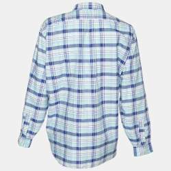 Pre Owned Ralph Lauren Blue Checkered Cotton Button Front Shirt 3XB/3XL