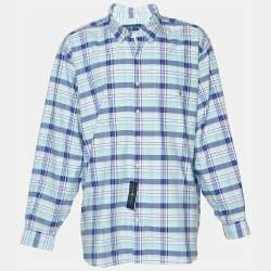 Pre Owned Ralph Lauren Blue Checkered Cotton Button Front Shirt 3XB/3XL