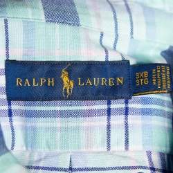 Pre Owned Ralph Lauren Blue Checkered Cotton Button Front Shirt 3XB/3XL