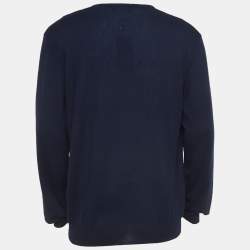 Pre Owned Ralph Lauren Navy Blue Cashmere V-Neck Sweater XL