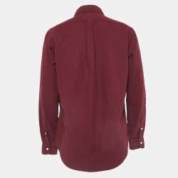 Pre Owned Ralph Lauren Burgundy Embroidered Cotton Long Sleeve Shirt L