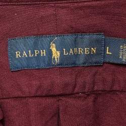 Pre Owned Ralph Lauren Burgundy Embroidered Cotton Long Sleeve Shirt L