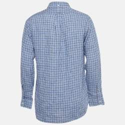 Pre Owned Ralph Lauren Blue Gingham Linen Button Down Shirt M