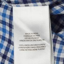 Pre Owned Ralph Lauren Blue Gingham Linen Button Down Shirt M