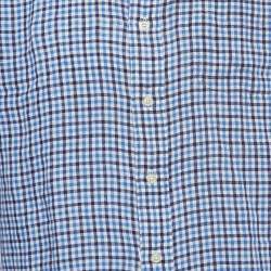 Pre Owned Ralph Lauren Blue Gingham Linen Button Down Shirt M