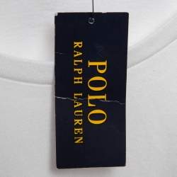 Pre Owned Ralph Lauren White Teddy Print Cotton Knit Crew Neck T-Shirt S