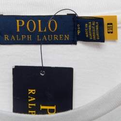 Pre Owned Ralph Lauren White Teddy Print Cotton Knit Crew Neck T-Shirt S