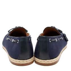 Pre Owned Ralph Lauren Navy Blue Canvas Bow Loafers Size 45