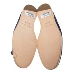 Pre Owned Ralph Lauren Navy Blue Canvas Bow Loafers Size 45