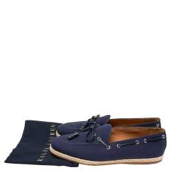 Pre Owned Ralph Lauren Navy Blue Canvas Bow Loafers Size 45
