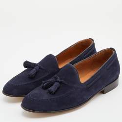 Pre Owned Ralph Lauren Navy Blue Suede Chessington Slip On Loafers Size 41.5