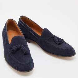 Pre Owned Ralph Lauren Navy Blue Suede Chessington Slip On Loafers Size 41.5