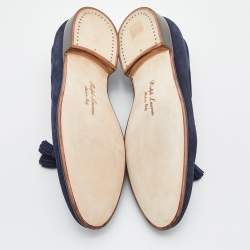 Pre Owned Ralph Lauren Navy Blue Suede Chessington Slip On Loafers Size 41.5