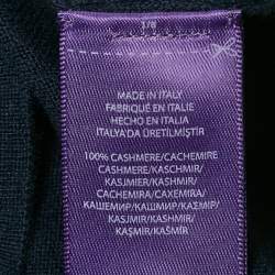 Pre Owned بُلوفر رالف لورين برپل ليبل كشمير أزرق بحري برقبة عالية مقاس متوسط