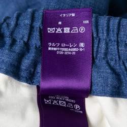 Pre Owned Ralph Lauren Purple Label Blue Linen  Elastic Back Trousers XL Waist 36"