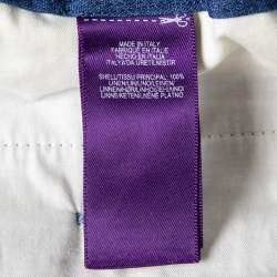 Pre Owned Ralph Lauren Purple Label Blue Linen  Elastic Back Trousers XL Waist 36"