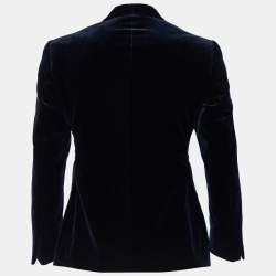 Pre Owned Ralph Lauren Purple Label Navy Blue Velvet Tailored Jacket L