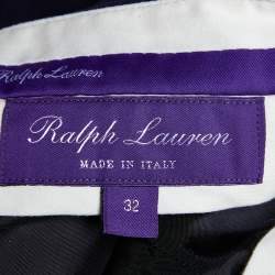 Pre Owned Ralph Lauren Purple Label Navy Blue Suede Tailored Pants M