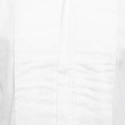 Pre Owned Ralph Lauren Purple Label White Cotton Pleated Front Dress Shirt M