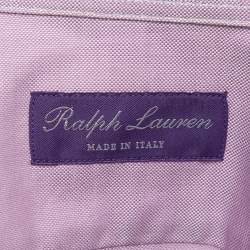 مملوكة مسبقًا   Ralph Lauren Purple Label Lavender Embroidered Oxford Cotton Shirt XS