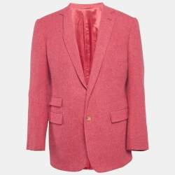 Ralph Lauren Purple Label Pink Herringbone Wool Blend Custom Fit Blazer M