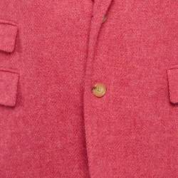 Ralph Lauren Purple Label Pink Herringbone Wool Blend Custom Fit Blazer M
