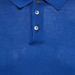 Pre Owned Ralph Lauren Purple Label Blue Jersey Long Sleeve Polo T-Shirt M