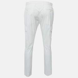 Pre Owned Ralph Lauren Purple Label White Cotton Slim Fit Cargo Pants L