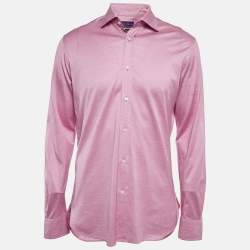 Ralph Lauren Purple Label Pink Cotton Button Front Tailored Fit Shirt L