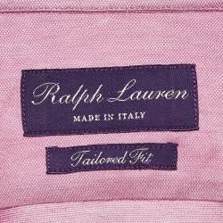 Ralph Lauren Purple Label Pink Cotton Button Front Tailored Fit Shirt L