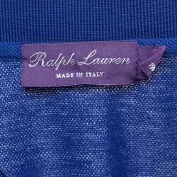 Pre Owned Ralph Lauren Purple Label Blue Embroidered Cotton Polo T-Shirt XXL