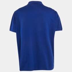Pre Owned Ralph Lauren Purple Label Blue Embroidered Cotton Polo T-Shirt XXL