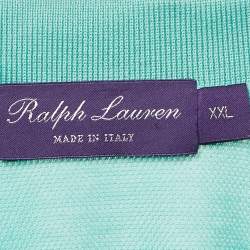 Pre Owned Ralph Lauren Purple Label Blue Embroidered Cotton Pique Polo T-Shirt XXL