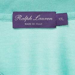 Pre Owned Ralph Lauren Purple Label Blue Embroidered Cotton Pique Polo T-Shirt XXL