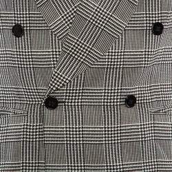 مملوكة مسبقًا Ralph Lauren Monochrome Houndsttooth Printed Silk Double Breasted Blazer M