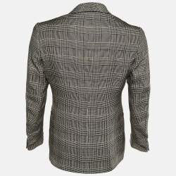 مملوكة مسبقًا Ralph Lauren Monochrome Houndsttooth Printed Silk Double Breasted Blazer M