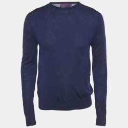 Pre Owned Ralph Lauren Purple Label Blue Knit Crewneck Sweater M