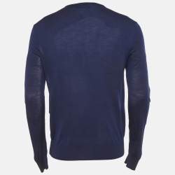 مملوكة مسبقًا Ralph Lauren Purple Label Blue Knit Crewneck Sweater M