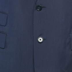 Pre Owned Ralph Lauren Purple Label Blue Wool Custom Fit Suit L/XL