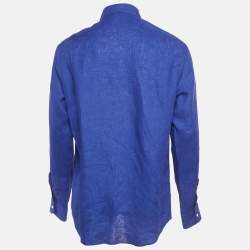 مملوكة مسبقًا Ralph Lauren Purple Label Blue Linen Long Sleeve Shirt L
