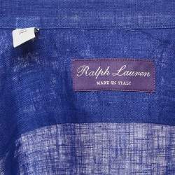 مملوكة مسبقًا Ralph Lauren Purple Label Blue Linen Long Sleeve Shirt L