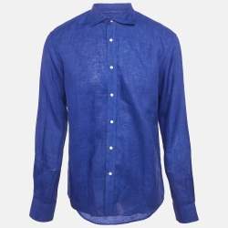 مملوكة مسبقًا Ralph Lauren Purple Label Blue Linen Long Sleeve Shirt L