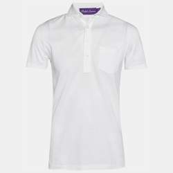 Pre Owned Ralph Lauren Purple Label White Cotton Polo T-Shirt S