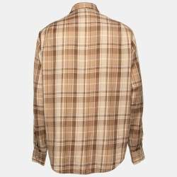Pre Owned Ralph Lauren Brown Checkered Cotton Button Front Shirt M